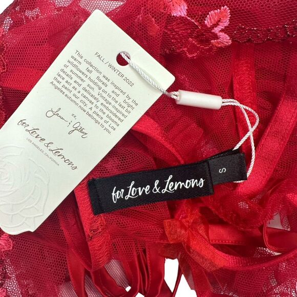 For Love & Lemons Evie Garter Belt - Size Small - Red - Picture 6 of 7